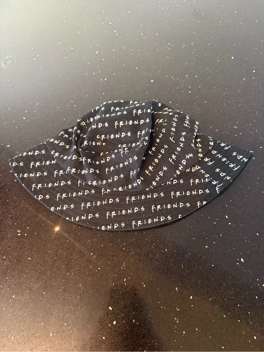 FRIENDS Black Bucket Hat with White Logo Print